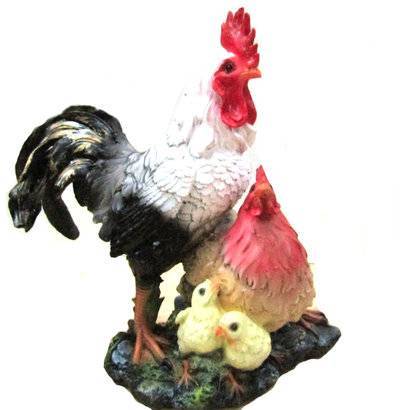 Петух с курицей с цыплятами Н-26см,L-24cм (F192)